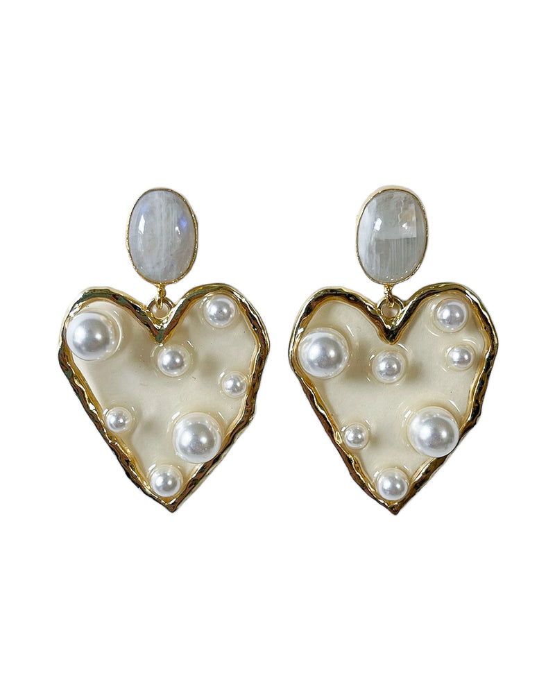 moonstone & heart drop