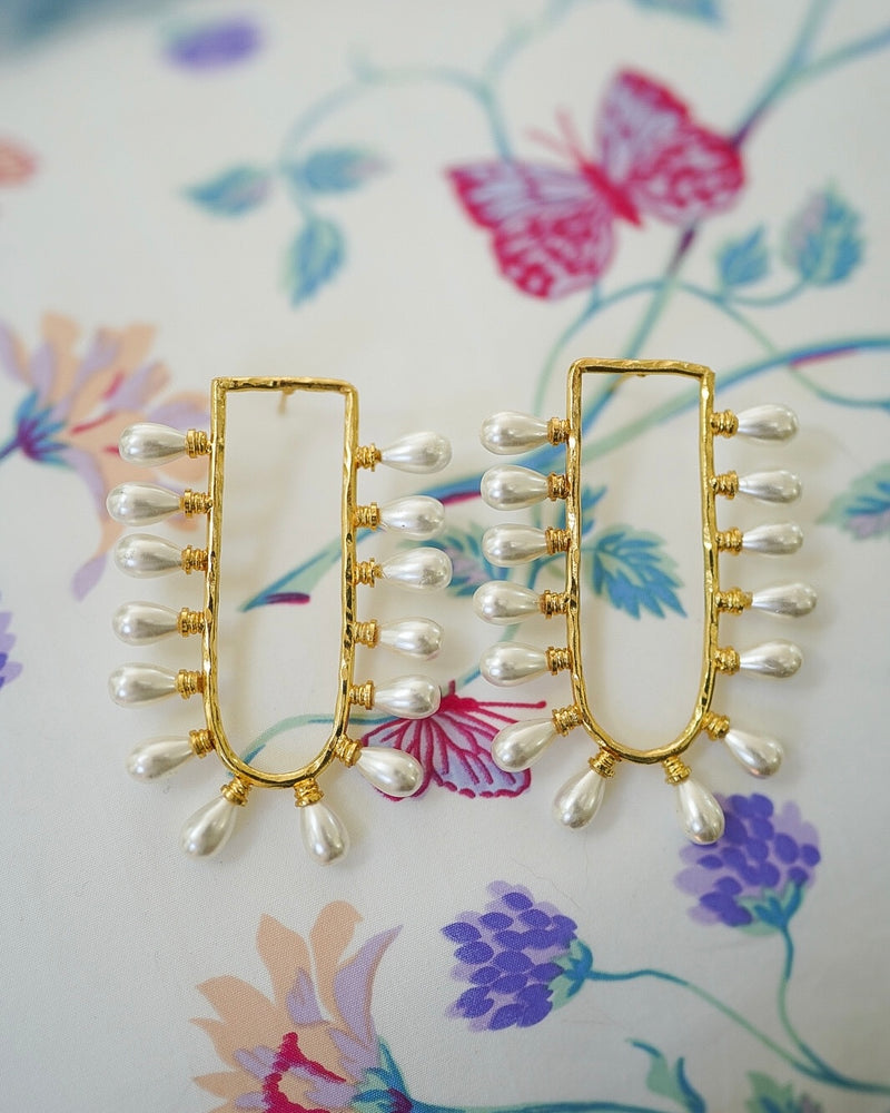 front baroque pearly hoops