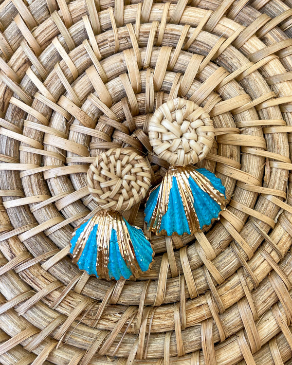 rattan & seashell drops