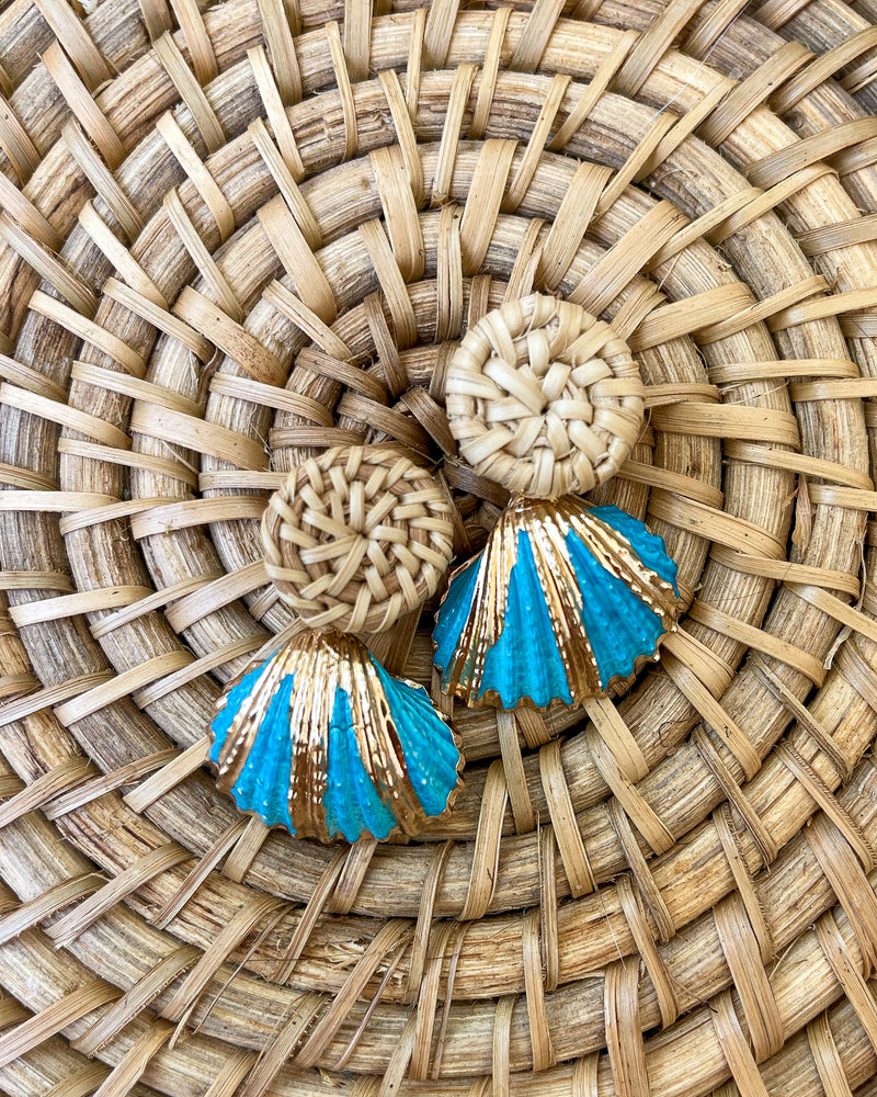 rattan & seashell drops