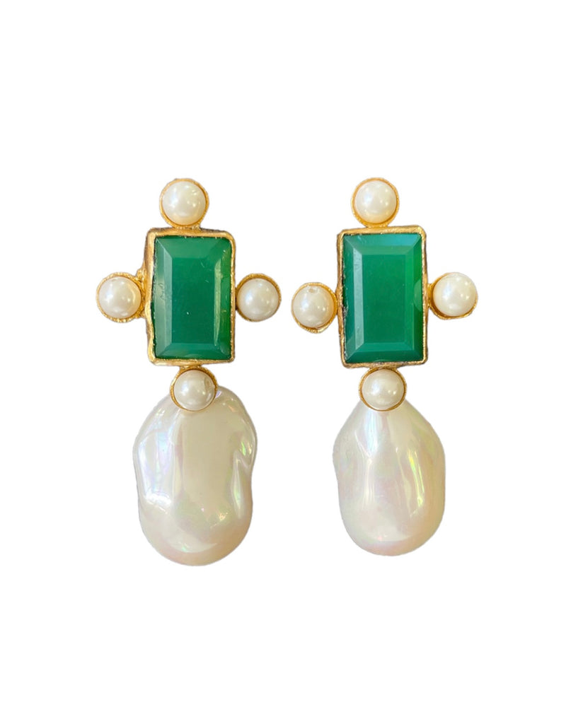 byzantine emerald & pearl drops