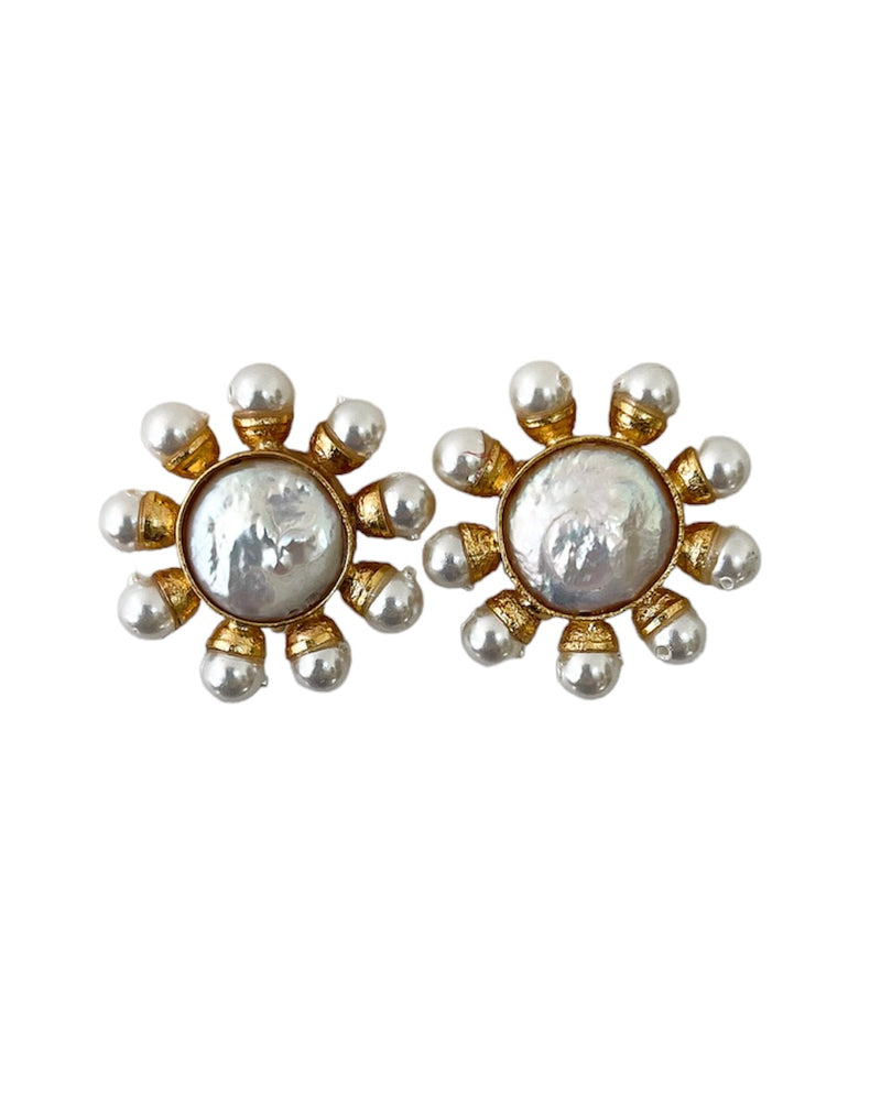 baroque pearl round studs