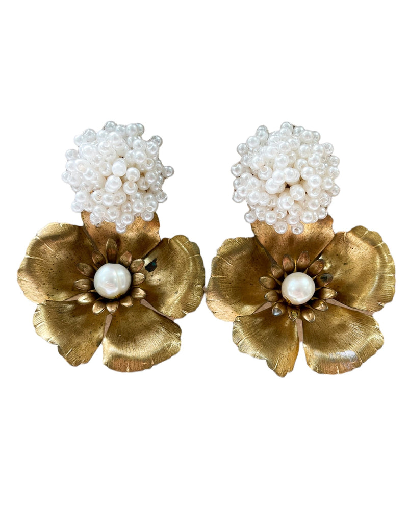 pearly & gold flower drop