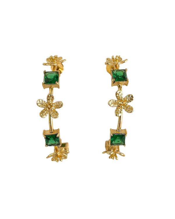 emerald sparkly hoops